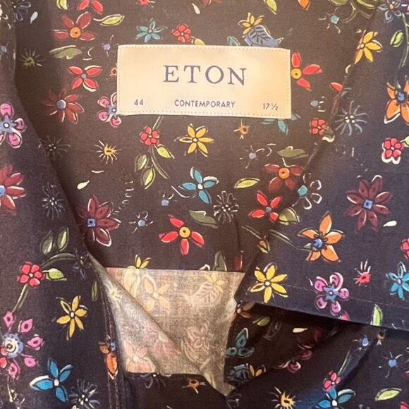 ETON Navy Valley of Flowers Shirt - Picture 2 of 3